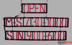 Business Hours LED signs that use changeable letters to make custom signs for your store