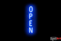 OPEN VERTICAL sign, featuring LED lights that look like neon OPEN VERTICAL signs