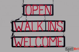 OPEN WALK INS WELCOME LED signs that use changeable letters to make window signs