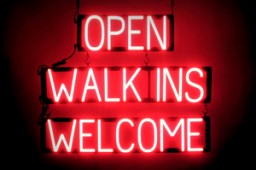 OPEN WALK INS WELCOME LED illuminated signage that uses changeable letters to make personalized signs