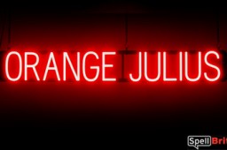 ORANGE JULIUS sign, featuring LED lights that look like neon ORANGE JULIUS signs