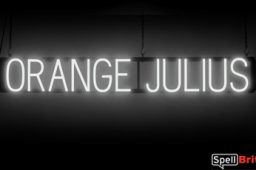 ORANGE JULIUS sign, featuring LED lights that look like neon ORANGE JULIUS signs