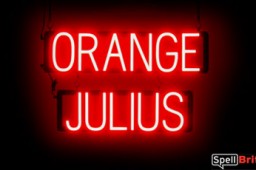 ORANGE JULIUS sign, featuring LED lights that look like neon ORANGE JULIUS signs