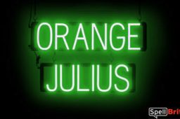 ORANGE JULIUS sign, featuring LED lights that look like neon ORANGE JULIUS signs