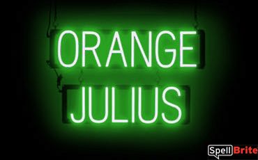 ORANGE JULIUS sign, featuring LED lights that look like neon ORANGE JULIUS signs