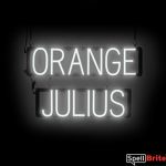 ORANGE JULIUS sign, featuring LED lights that look like neon ORANGE JULIUS signs