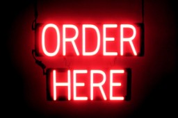 ORDER HERE LED signage that looks like neon lighted signs for your business