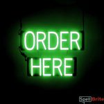 ORDER HERE sign, featuring LED lights that look like neon ORDER HERE signs