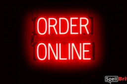 ORDER ONLINE sign, featuring LED lights that look like neon ORDER ONLINE signs