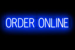 ORDER ONLINE sign, featuring LED lights that look like neon ORDER ONLINE signs