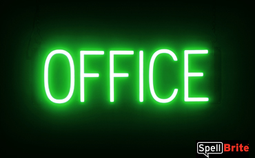 OFFICE sign, featuring LED lights that look like neon OFFICE signs