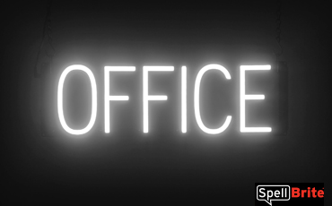 OFFICE sign, featuring LED lights that look like neon OFFICE signs