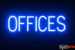 OFFICES sign, featuring LED lights that look like neon OFFICES signs