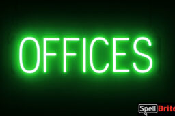 OFFICES Sign – SpellBrite’s LED Sign Alternative to Neon OFFICES Signs for Businesses in Green