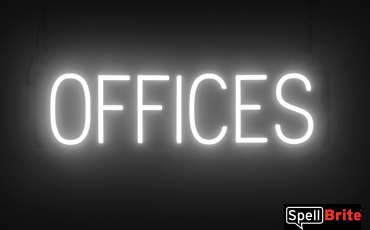 OFFICES sign, featuring LED lights that look like neon OFFICES signs