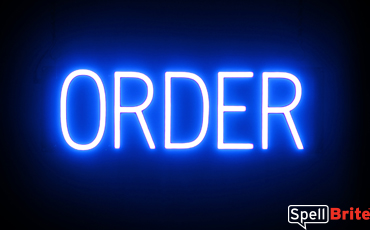 ORDER Sign – SpellBrite’s LED Sign Alternative to Neon ORDER Signs for Restaurants in Blue