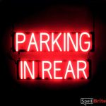 PARKING IN REAR LED lighted signs that use click-together letters to make personalized signs