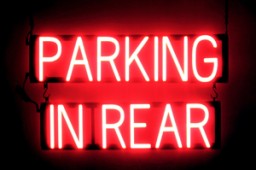 PARKING IN REAR LED lighted signs that use click-together letters to make personalized signs