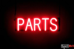 PARTS sign, featuring LED lights that look like neon PART signs