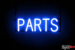 PARTS sign, featuring LED lights that look like neon PART signs