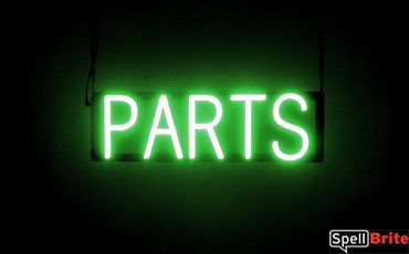 PARTS sign, featuring LED lights that look like neon PART signs