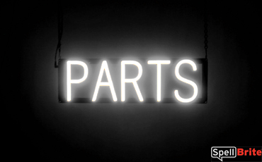 PARTS sign, featuring LED lights that look like neon PART signs