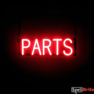 PARTS sign, featuring LED lights that look like neon PART signs