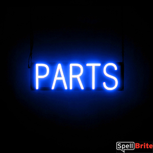PARTS LED Sign in Blue, Neon Look