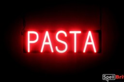 PASTA sign, featuring LED lights that look like neon PASTA signs