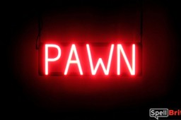 PAWN sign, featuring LED lights that look like neon PAWN signs