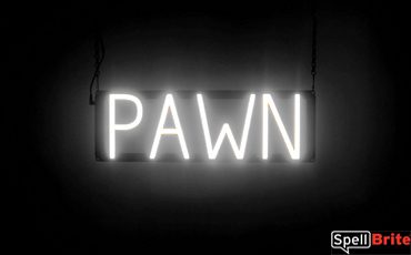 PAWN sign, featuring LED lights that look like neon PAWN signs