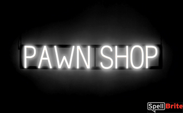 PAWN SHOP sign, featuring LED lights that look like neon PAWN SHOP signs