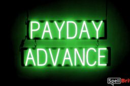 PAYDAY ADVANCE sign, featuring LED lights that look like neon PAYDAY ADVANCE signs