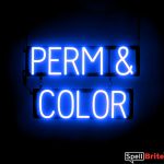 PERM COLOR sign, featuring LED lights that look like neon PERM COLOR signs