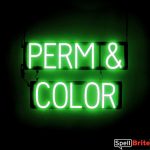 PERM COLOR sign, featuring LED lights that look like neon PERM COLOR signs