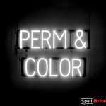 PERM COLOR sign, featuring LED lights that look like neon PERM COLOR signs