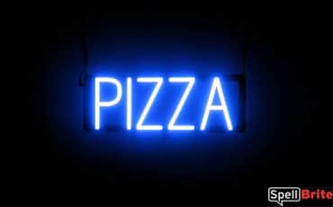 PIZZA sign, featuring LED lights that look like neon PIZZA signs