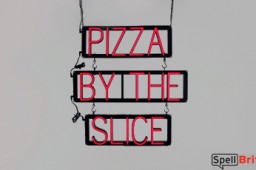 PIZZA BY THE SLICE LED signage that uses changeable letters to make custom signs