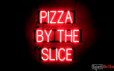 PIZZA BY THE SLICE LED glow signs that uses changeable letters to make business signs
