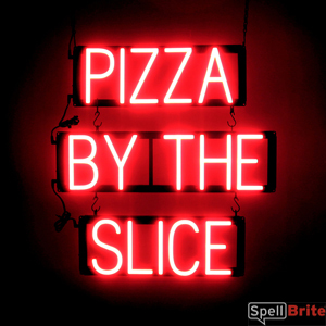 PIZZA BY THE SLICE LED lighted signs that use interchangeable letters to make business signs