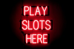 PLAY SLOTS HERE glow LED sign that uses changeable letters to make window signs