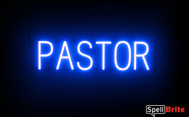 Pastor sign, featuring LED lights that look like neon Pastor signs