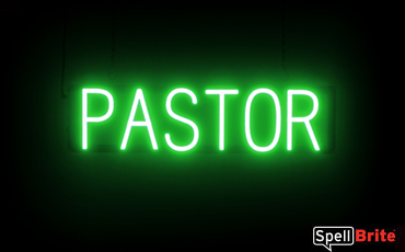 Pastor sign, featuring LED lights that look like neon Pastor signs