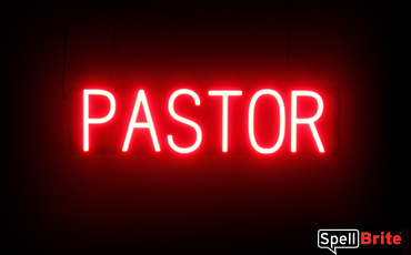 Pastor sign, featuring LED lights that look like neon Pastor signs
