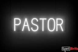 Pastor sign, featuring LED lights that look like neon Pastor signs