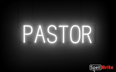 Pastor sign, featuring LED lights that look like neon Pastor signs