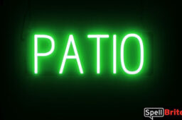 Patio sign, featuring LED lights that look like neon Patio signs