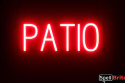 Patio sign, featuring LED lights that look like neon Patio signs