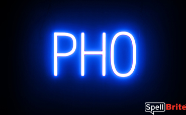 PHO Sign – SpellBrite’s LED Sign Alternative to Neon PHO Signs for Restaurants in Blue