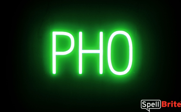 PHO Sign – SpellBrite’s LED Sign Alternative to Neon PHO Signs for Restaurants in Green